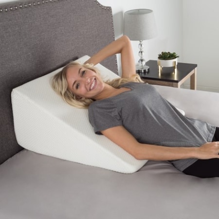 Hastings Home Extra High Wedge Memory Foam Pillow with Bamboo Fiber Cover-Great for Snoring, Better Sleep (Ivory) 664238AFN